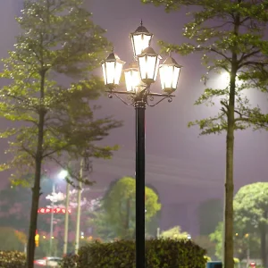 Home Lawn Courtyard Outdoor LED Garden Light Theme Park Villa Waterproof Road Street Vintage High Pole Electric Garden 5 Lamps