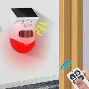 Home Solar Powered 433mhz IP65 Outdoor Burglar Security Wireless Standalone PIR Sound Light Alarm Motion Sensor 6 9m Detection