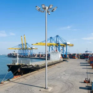 Hot Dip Galvanized Polygonal High Mast Steel Light Pole 18-50m Auto Cad Layout Outdoor Easy Installation Jiangsu