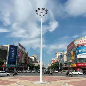 Hot Dip Galvanized Polygonal High Mast Steel Light Pole 18 50m Easy Installation for Stadium Lighting Outdoor Use
