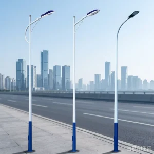 Hot Dip Galvanized Single Arm Street Light Pole Q235 Steel Outdoor Road Lamp Post