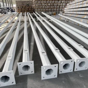 Hot Dip Galvanized Steel Street Light Pole Adjustable Height Waterproof Resistant 160 km/h Wind 10 Year Warranty