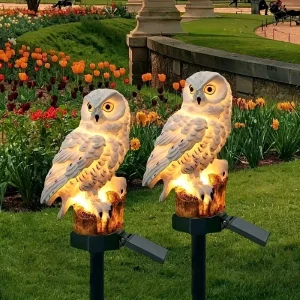 Hot Selling Outdoor Resin LED Solar Owl Stake Lamps Warm White Garden Lawn Landscape Lighting Al Aire Libre Paisaje