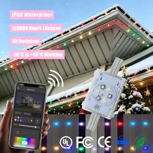 House Exterior Eave 48V IP68 Waterproof 6 Led Point Light Source 400ft 500ft Permanent Christmas Track Lighting