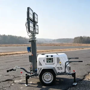 Hydraulic Light Tower Diesel Generator Mobile Lighting Tower 9m Mast 4x1000W LED for Construction Mining Emergency Lighting