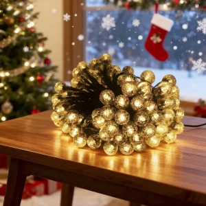 IP44 Plastic Outdoor Garden LED String Lights Solar Christmas Bubble Ball Fairy Lights Rechargeable Waterproof