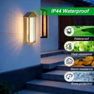 IP44 Solar Energy Outdoor LED Wall Light 1W 2W 201 Stainless Steel Glass Diffuser Waterproof