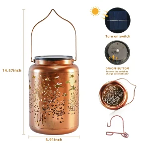 IP44 Waterproof Outdoor Garden LED Projection Lantern Solar Panel Warm White Artistic Tree Life Shadow Casting Certified ROHS