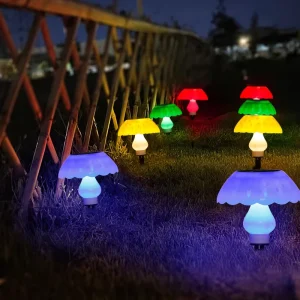 IP44 Waterproof Solar Mushroom String Lights Outdoor 2700K Warm White LED Garden Pathway Fairy Lights with Battery Included
