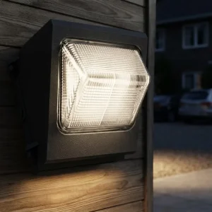 IP65 120W Outdoor Commercial Square LED Wall Pack Lighting 5-Year Warranty ETL 130LM/W Photocell Dusk Dawn Dimmable