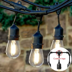 IP65 15M Commercial Grade LED String Lights S14 LED Retro Edison Filament Bulb EU Connectable Wedding Holiday Lighting Garland