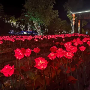 IP65 LED Electric Solar Simulated Rose Reed Lamp Waterproof Metal Design Courtyard Garden Lawn Landscape Dimmable High
