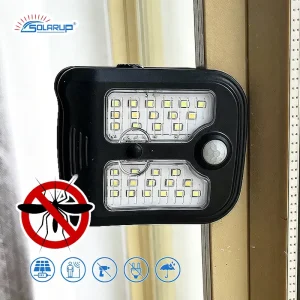 IP65 LED Integrated Clamp Lamp Solar Hybrid Outdoor Garden Lights with Motion Sensor & Mosquito Repellent