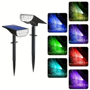 IP65 Lawn Spike Light Spotlights Pathway Walkway Yard Trees Landscape Lamps RGB ABS Solar Garden Lights Outdoor Waterproof LED