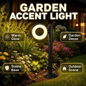 IP65 Modern 24W LED Bollard Light Die cast Aluminum Rotatable Ring Single Head Pathway Garden Post Lamp Lawn Light L810 4