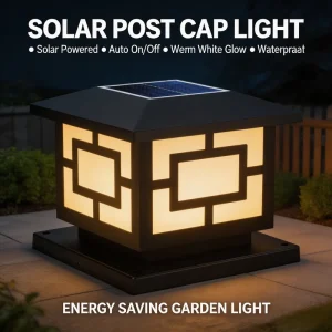 IP65 Outdoor Garden Solar LED Waterproof ABS Lampshade 200mm Long Lasting Pillar Lamp Battery Auto-Induction Warm White