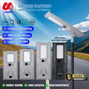 IP65 Outdoor Waterproof Galvanized Metal Solar Street Light, 200W-400W, Integrated LED