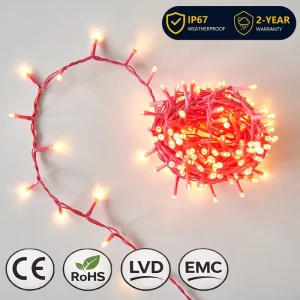 IP65 Pink PVC Cable Steady on Warm White 3000K Long Lifespan Memory 220V EU Plug Yard Lawn LED String Lights