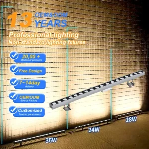 IP65 RGBW LED Wall Washer Light 24V Adjustable Aluminum Linear Dimmable 18W/24W/36W 2800-6500K