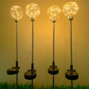 IP65 Rated Outdoor Solar LED Ball Ground Stake Light with Glowing Ball Reed Light Copper Wire Garden Courtyard Decor