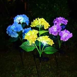 IP65 Rated Solar LED Hydrangea Ground Lamp PVC Lawn Decoration Simulation Lantern for Outdoor Villa Garden Courtyard Home Use