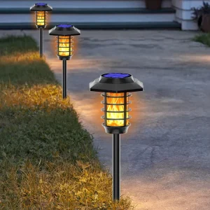 IP65 Solar Garden Lawn Light White and Flame Color for Yard Patio Walkway Driveway Pathway