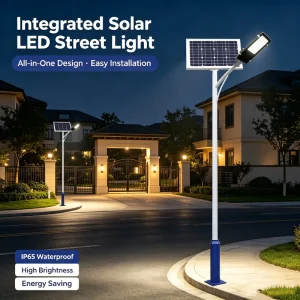 IP65 Solar LED Street Light with Auto On/Off 3500K Warm White 50000 Hours Lifespan
