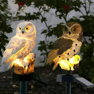 IP65 Solar Owl Lamp Small LED 2700K Warm White 360 Beam Angle Decorative Landscape Light for Garden Decoration Plastic Body
