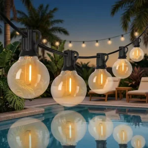 IP65 Solar Powered LED Lighting 25Ft 50Ft G40 Holiday Wedding Indoor Outdoor Market Party Christmas Gift