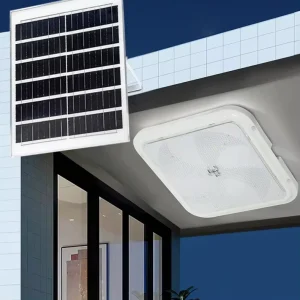 IP65 Solar Powered LED Panel Lamp Ceiling Light with Remote Control 3000K 4000K 6000K CCT Dimmable for Garden Landscape Lighting