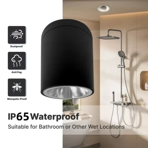 IP65 Surface-Mounted LED Downlight, 10W/20W/30W, Dimmable, 3000K/6000K, Flicker-Free, Waterproof, Anti-Fog, Outdoor and Hotel Use