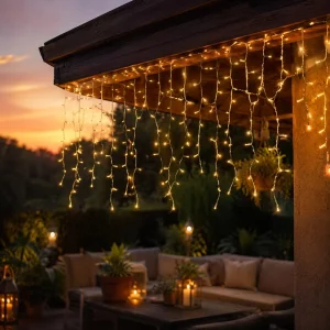 IP65 Waterfall LED Curtain String Lights Cascading Icicle Fairy Lights for Garden Decor Indoor Outdoor Use