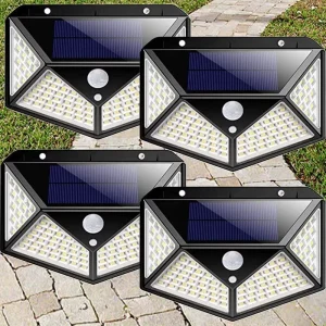 IP65 Waterproof 100 LED Solar Wall Lamp Outdoor Motion Sensor Garden Lighting CE Certified ABS Material 30000 Hours Lifespan
