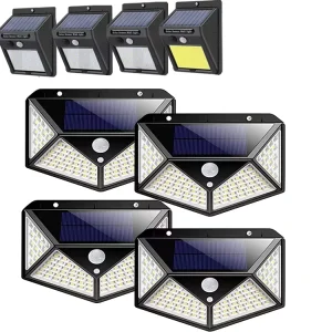 IP65 Waterproof 100LED Solar Wall Lamp with Human Body Sensor Small Size for Garden and Street Lighting Outdoor Use