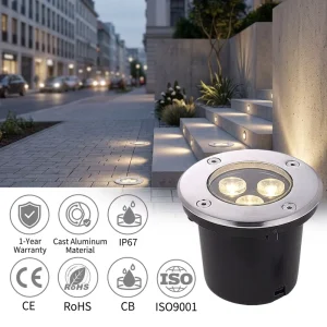 IP65 Waterproof 3W LED Inground Spotlight 100mm Recessed Outdoor Pathway Light