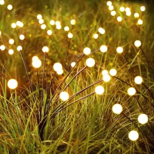 IP65 Waterproof 6 Head LED Solar Garden Light Art Firefly Starburst Lamp 360 Beam Angle Warm White for Outdoor Yard Pathway Deco