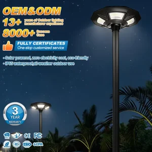 IP65 Waterproof ABS 12W 18W 20W Customized High Pole UFO Human Body Induction Outdoor Solar Battery LED Garden Lights