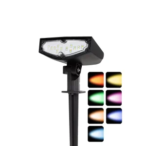IP65 Waterproof ABS RGB Outdoor Solar Spike Light Garden Yard Pillar Lamp Pathway Villa Decoration Landscape Stake Lawn Lights