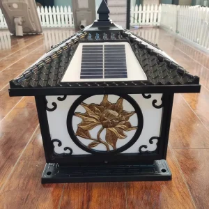 IP65 Waterproof Chinese Style Ancient Garden Wall Lamp LED E27 Solar Powered Pillar Light