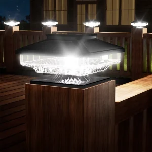 IP65 Waterproof Cool White High Quality ABS Wood Fence Post Light Solar Cap Lamp Outdoor Garden Courtyard Patio Deck CE FCC RoHS