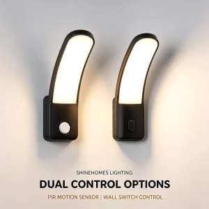 IP65 Waterproof Durable 12W Outdoor Wall Light Motion Sensor Switch Curved Soft Warm Glow Aluminum PC for Villa Yard Pathway