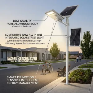 IP65 Waterproof Integrated All in One Solar Street Light Outdoor for Road Park
