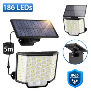 IP65 Waterproof LED Flood Light Solar Security Lights with Motion Sensor 3 Modes for Garden Wall Lighting