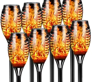 IP65 Waterproof LED Solar Flame Torch Landscape Light for Patios and Courtyards