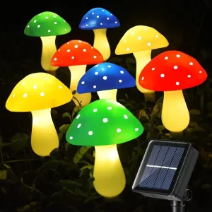 IP65 Waterproof LED Solar String Light, Mushroom Style, Sun-Powered Garden Patio Decoration