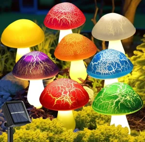 IP65 Waterproof LED String Light Solar Powered Outdoor Lawn Decorative Mushroom Lamp One Drives Eight
