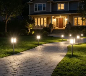 IP65 Waterproof Lithium Battery Solar Landscape Light 3 Colors Solar Garden Light with Motion Sensor and Type-C for Outdoor Lawn
