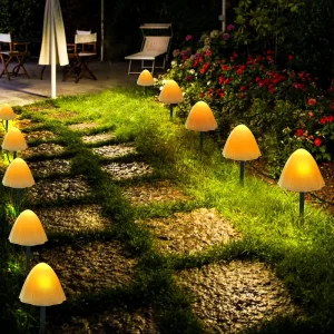 IP65 Waterproof Mini Mushroom LED Solar String Lights Aluminum Outdoor Garden Decorations Festive Landscape Warm White