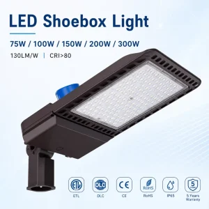 IP65 Waterproof Outdoor Light with ETL CE RoHS AC100-277V 75-300W with Photocell Sensor Led Shobox Light for Street