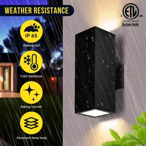 IP65 Waterproof Outdoor Outside Lighting up and Down Led square Porch Wall Mount Exterior square Outdoor Wall Light